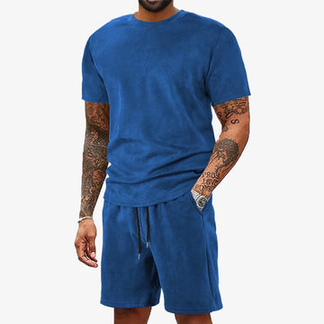 AIDASE  -  Men Suede Casual Sport Short Sleeve T Shirt Set aidase-shop